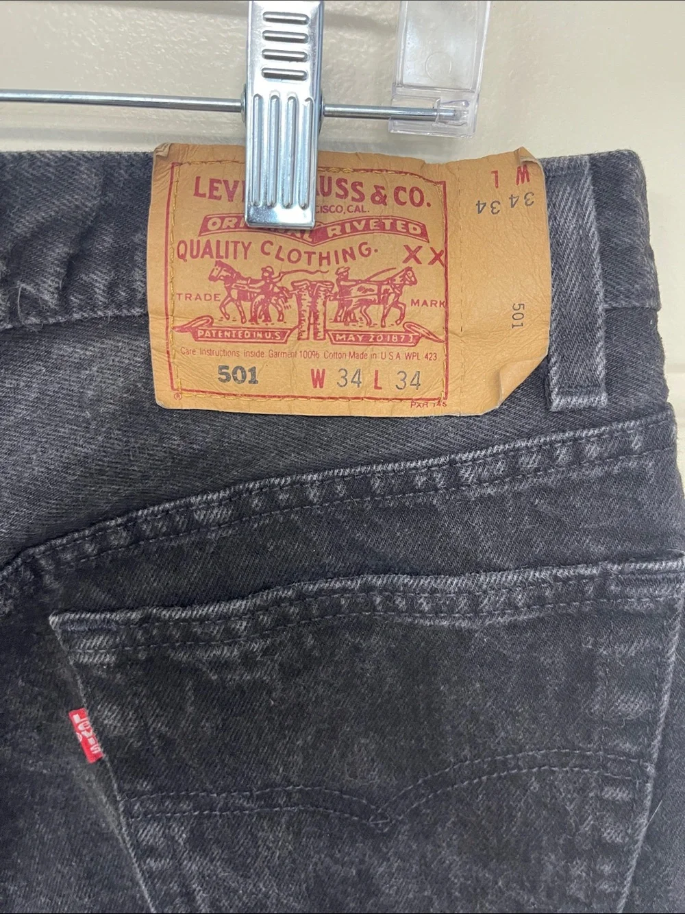 Levi's Black Button Fly Straight Jeans - Classic 90s Fit 34x34